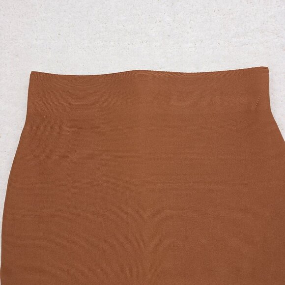 Brown Bandage Pencil Skirt High Waist Stretchy Fitted, M - Picture 5 of 7